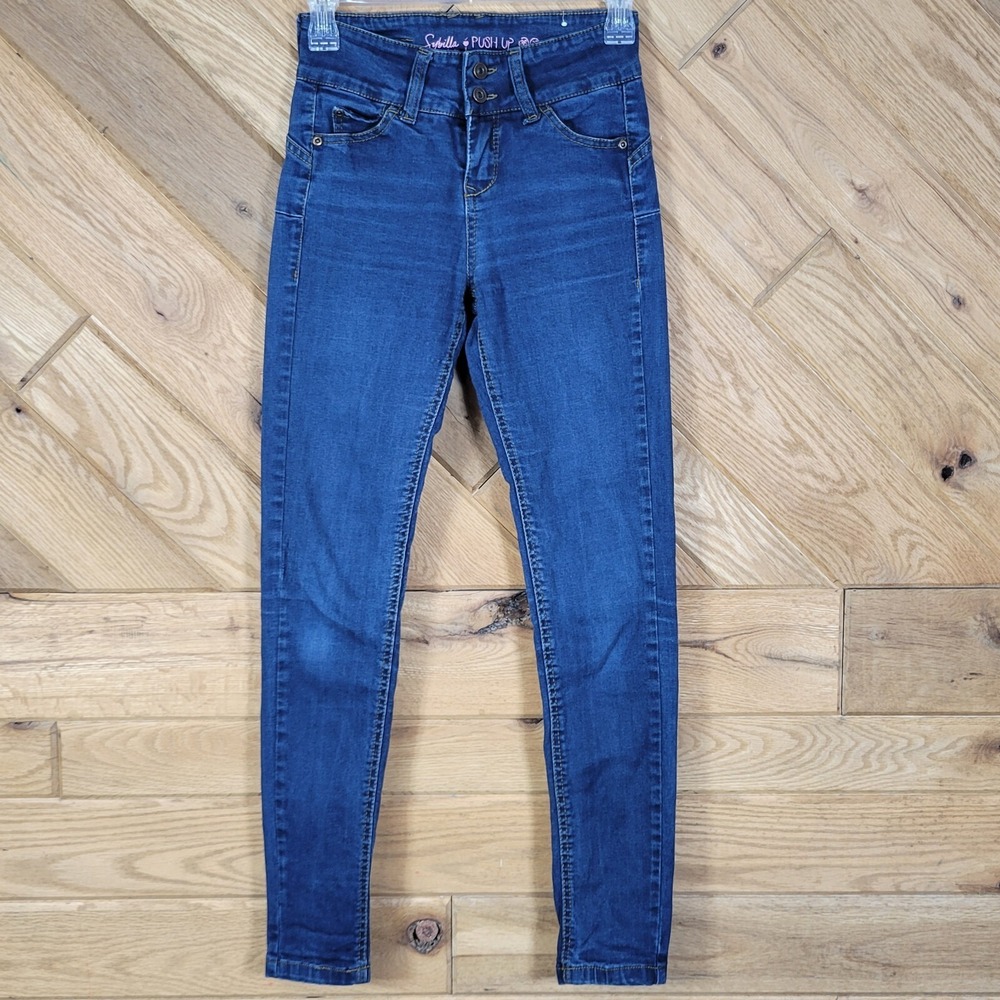 Sybilla Push Up Womens Skinny Jeans Blue Denim Mid Rise Size US 26 EU 36